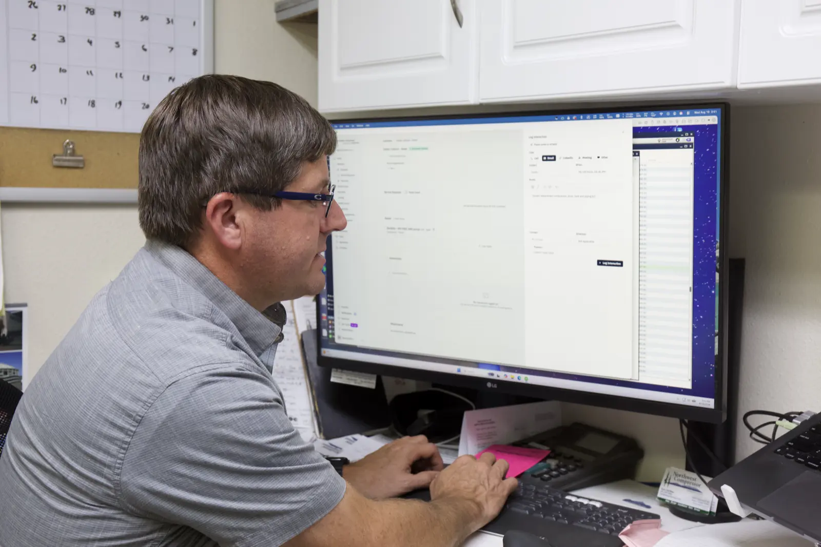 Logging a customer interaction in NORDVEST at the Northwest Compressor front office