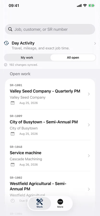 A service report on the phone